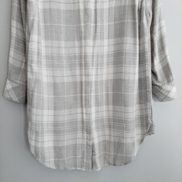 RAILS Plaid Shirt Tunic Dress Button Down Grey & White Sz XS - Picture 4 of 14